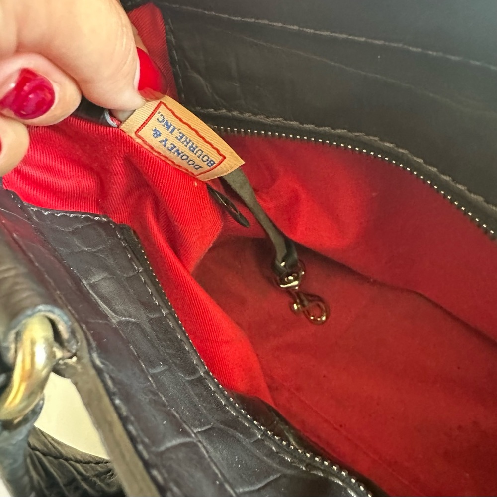 Dooney & Bourke Crocodile Embossed Black Leather Small Tote Shoulder Bag - Picture 14 of 15